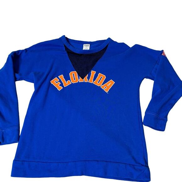 Victoria's Secret PINK Florida Gators sweatshirt Mesh V-Neck Blue/Orange Boxy XS - Picture 2 of 9